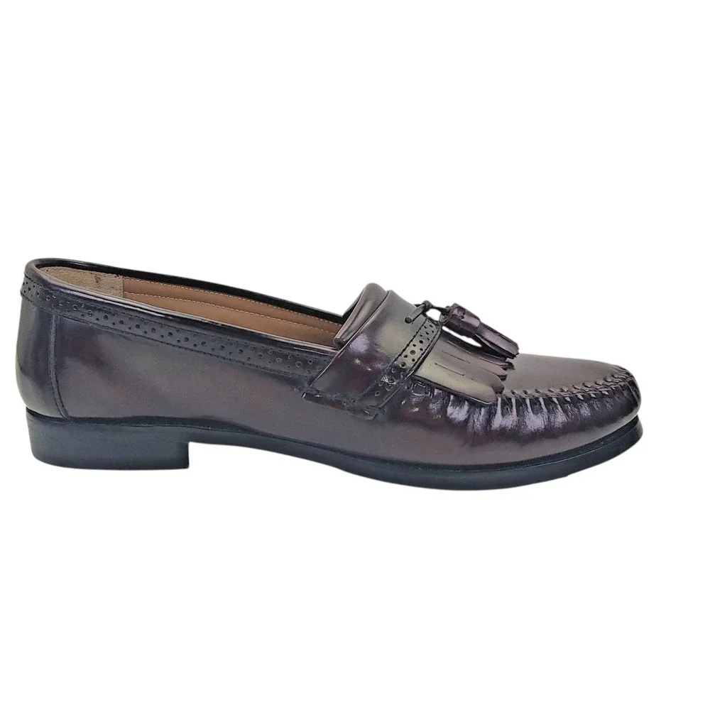 Bass‎ Niles Men's Burgundy Leather Moc Toe Kiltie Tassel Loafer Shoes Size 10 D